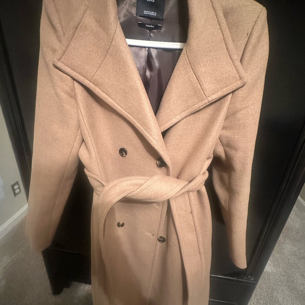 Mango: Brown Woolen Coat with Belt (barely worn) - Picture 2 of 7